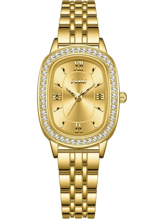 Accessories - Women's Gold Waterproof Dainty Diamond Oval Analog Luxury Fashion Wrist Watches